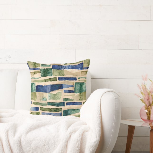 Coussin Correctifs d'aquarelle bleu vert (Canapé)
