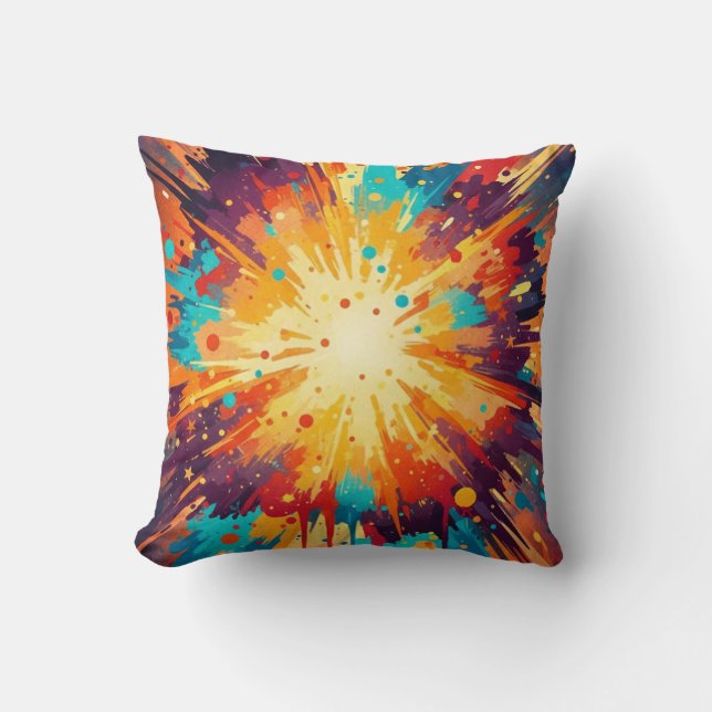 Coussin Cosmic Burst Abstract Splatter Art (Recto)