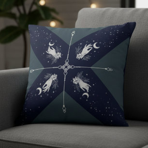 Coussin Cosmic Navy Blue et Silver Mystic Moon Hands