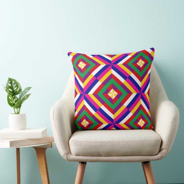 Coussin Cosmos-repeat - Magenta/Bleu Double Face DIY (Chaise)