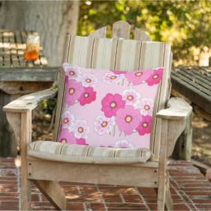 Coussin Cosmos rose motif floral