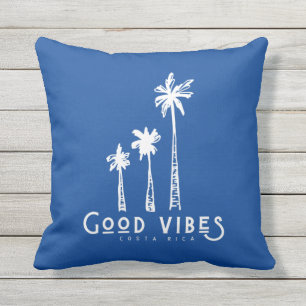 Coussin Costa Rica Good Vibes Palm Tree Blue Strip