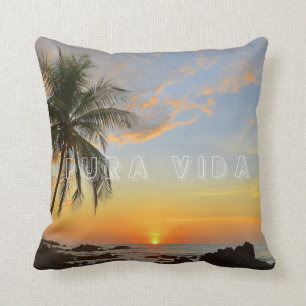 Coussin Costa Rica Sunset Beach Pura Vida Throw Pillow