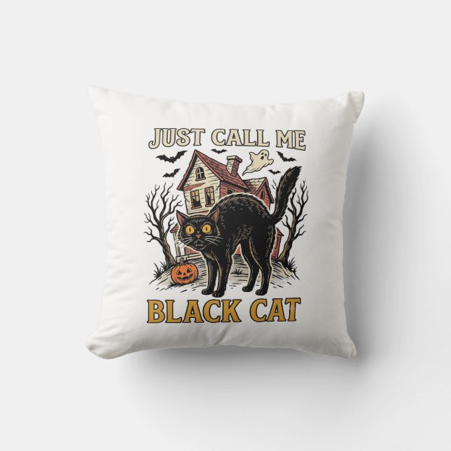 Coussin Costume de chat noir maison hantée drôle de T-shir (Recto)