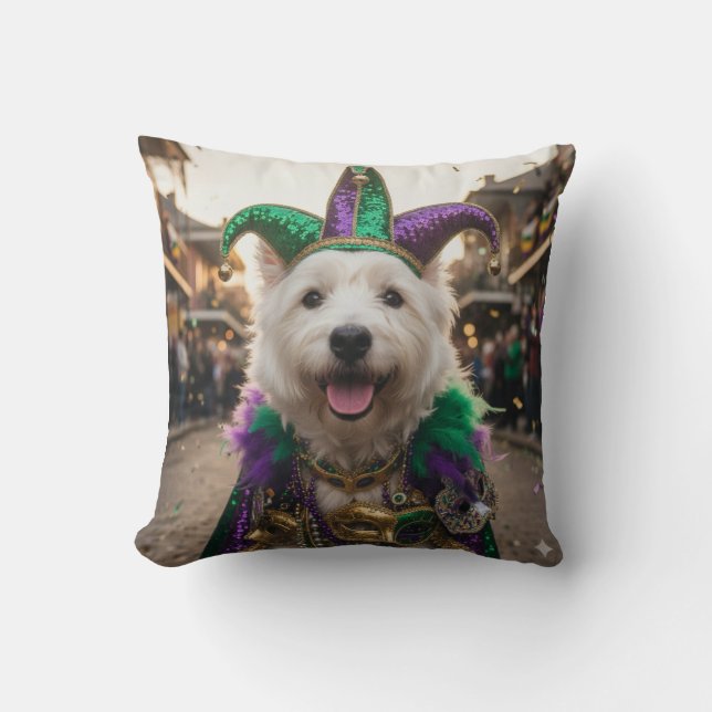 Coussin Costume de chien bouffon de Mardi Gras (Recto)