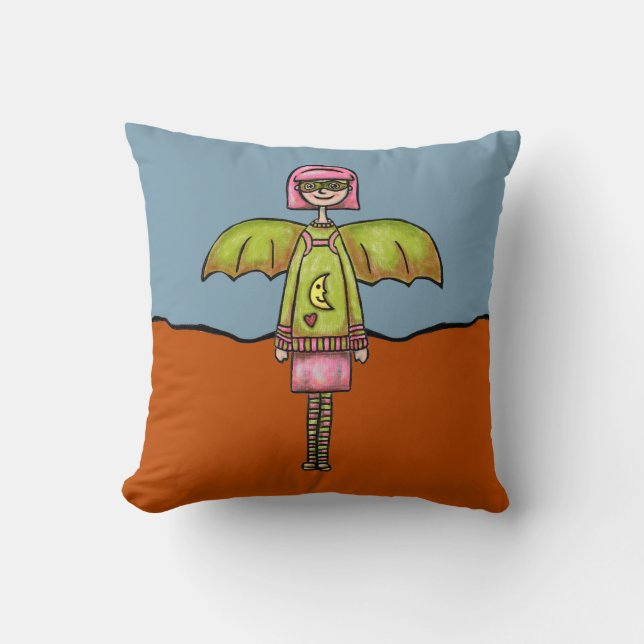 Coussin Costume de fille chauve-souris mignonne avec oreil (Recto)