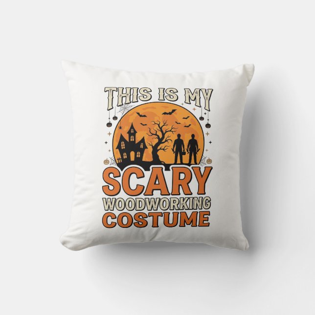 Coussin Costume de menuiserie effrayant Halloween Design V (Recto)