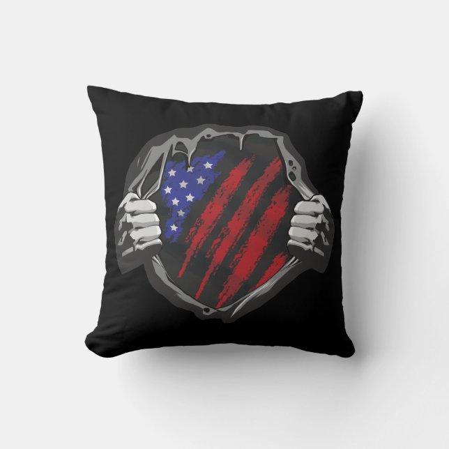 Coussin Costume de super-héros USA Drapeau (Recto)