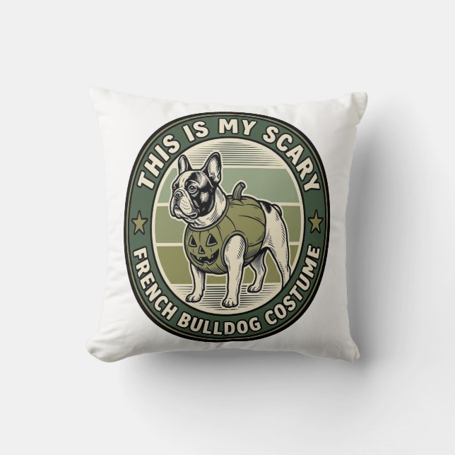 Coussin Costume Halloween Épouvantable Bouledogue Français (Recto)
