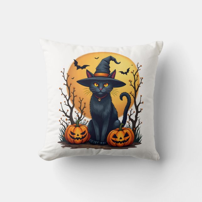 Coussin Costume Halloween épouvantable rétro Chat noir Sal (Recto)