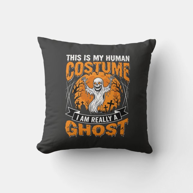 Coussin Costume Humain Halloween Graphique Fantôme Squelet (Recto)