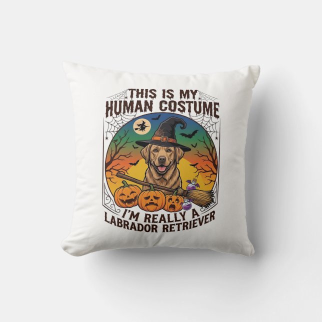Coussin Costume Humain Labrador Retriever Sorcière d'Hallo (Recto)