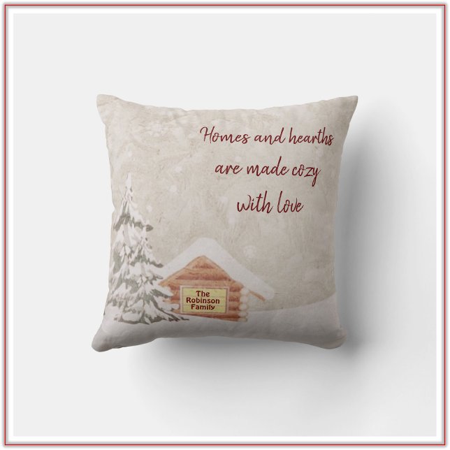 Coussin Cosy Cabine Snowy Winter Scène Jeu d'Oreiller (Créateur téléchargé)