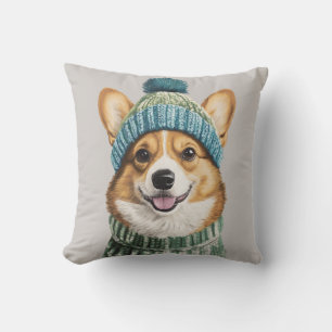 Coussin Cosy Corgi en hiver
