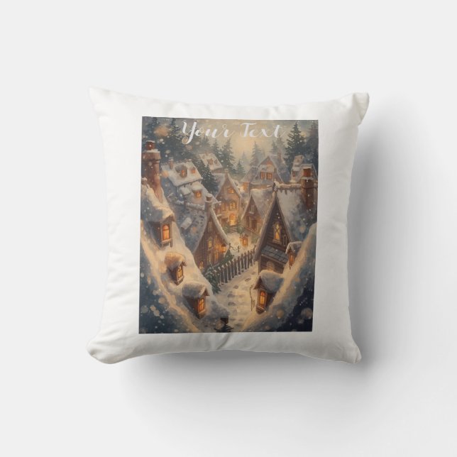Coussin Cosy Hiver Mountain Scene Jeu d'oreiller - 16" x 1 (Recto)