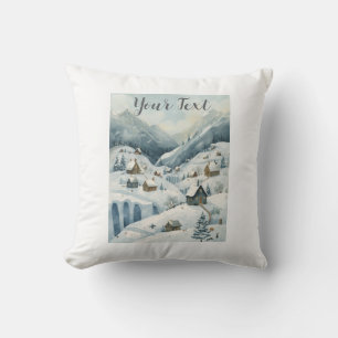 Coussin Cosy Hiver Mountain Scene Jeu d'oreiller - 16" x 1