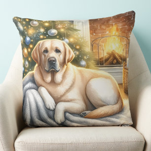Coussin Cosy Labrador Retriever Christmas Yellow Dog
