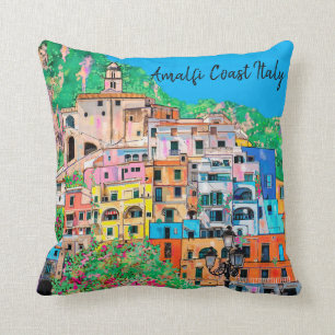 Coussin Côte amalfitaine d'Italie Art numérique traditionn