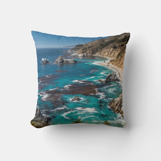Coussin Côte Big Sur, Côte Ouest, Côte Pacifique (Recto)