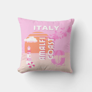 Coussin Côte d'Amalfi, Art de Voyage, Voyage à Preppy, Ros