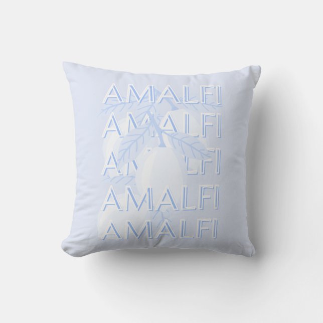 Coussin Côte d'Amalfi, Italie, Art Voyage, Preppy, Bleu (Recto)