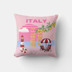 Coussin Côte d'Amalfi, Voyage à Preppy, Rose