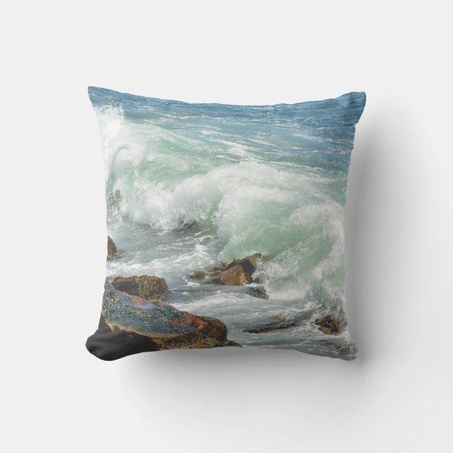 Coussin Côte du Maine Vagues océaniques de l'Acadie (Recto)