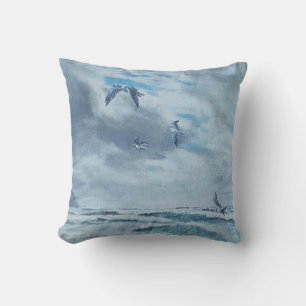 Coussin Côte du Pacifique paysage marin, plage, mouettes, 