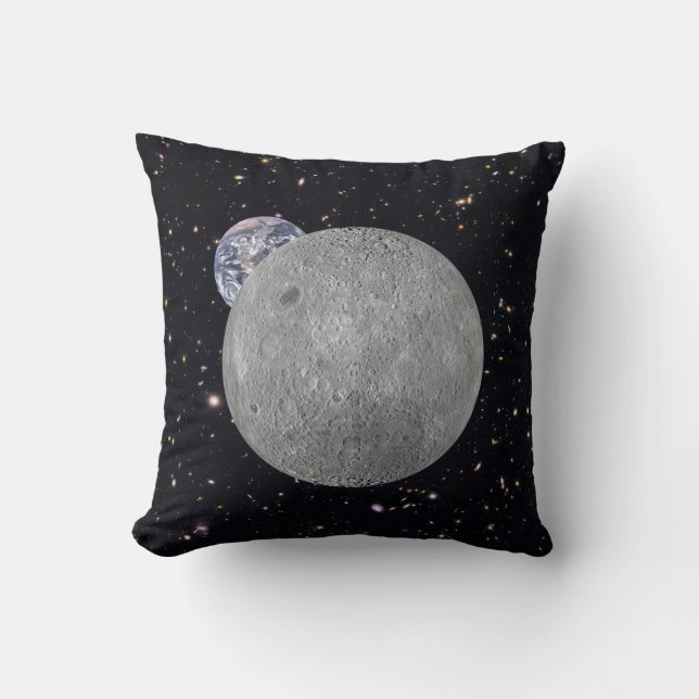 Coussin Côté sombre ou lointain de la lune Ciel étoilé (Recto)