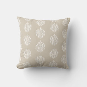 Coussin Côté Tropical Palm Feuille Motif Beige
