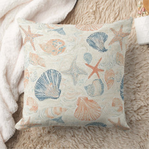 Coussin Côtière rustique - Coquillages, Starfish, Reef (25