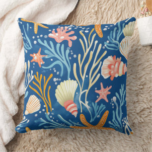 Coussin Côtière rustique - Coquillages, Starfish, Reef (26