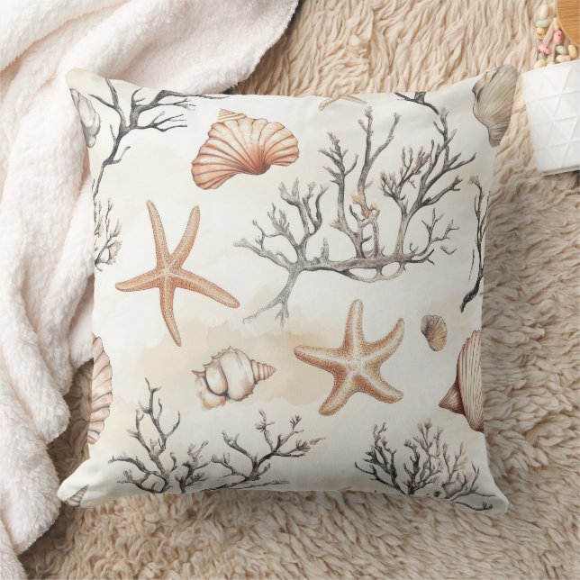 Coussin Côtière rustique - Coquillages, Starfish, Reef (31 (Couverture)