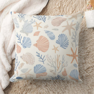 Coussin Côtière rustique - Coquillages, Starfish, Reef (34