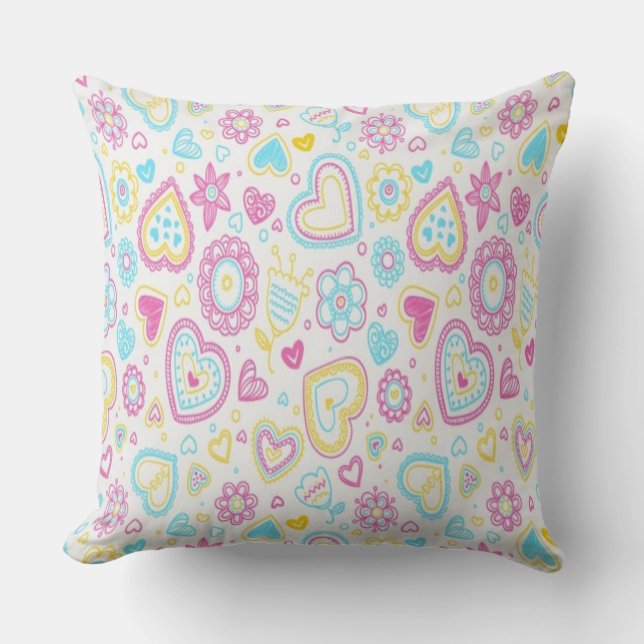 Coussin Coton de catégorie A Oreiller/Coeurs et Fleurs (Recto)