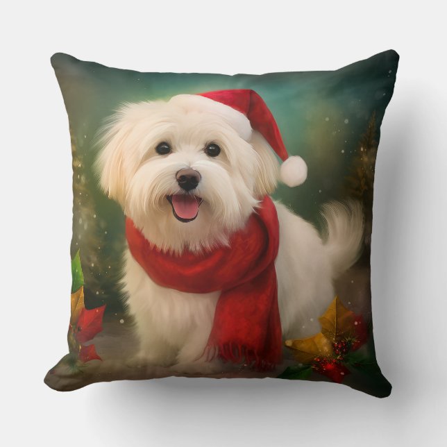 Coussin Coton De Tulear Chien dans la neige Noël (Recto)