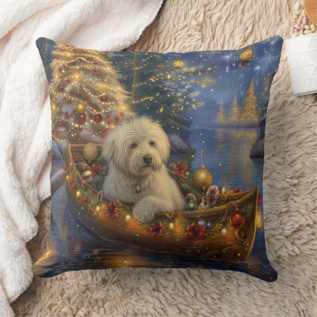 Coussin Coton De Tulear Voyage de Noël Festif (Couverture)