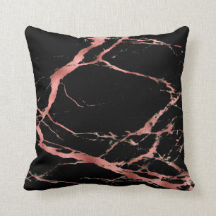 Coussin Coton en marbre rose noir tendance