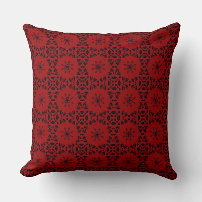 Coussin Coton géométrique rouge noir décoration maison de  (Recto)