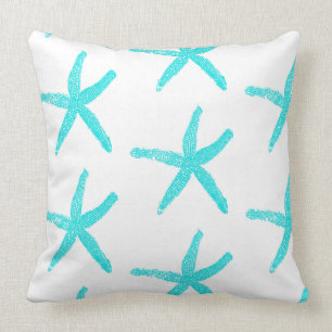 Coussin Coton Motif blanc blanc blanc blanc Turquoise d'é