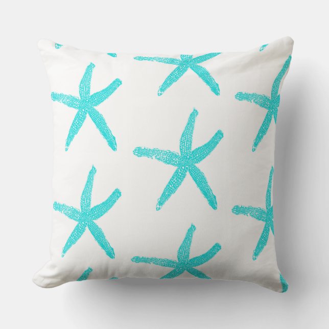 Coussin Coton Motif blanc blanc blanc blanc Turquoise d'éc (Recto)