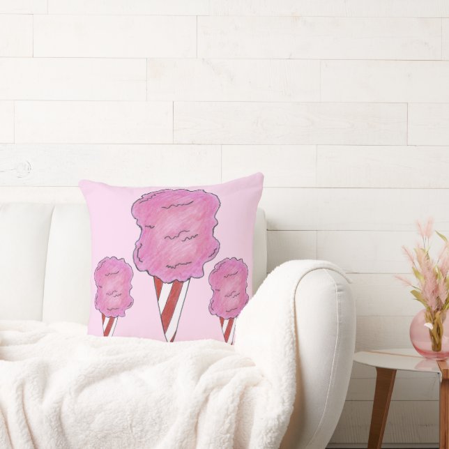 Coussin Coton rose Carnaval Bonbons Floss Spun Sucre Footy (Canapé)