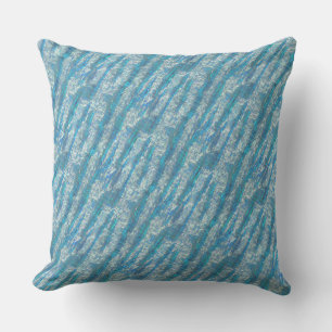 Coussin coton semi-pixelisé en mélange bleu ciel