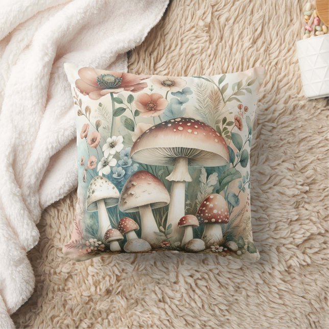 Coussin Cottage | Champignons et fleurs vintages (Couverture)