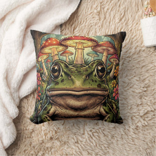 Coussin Cottage Charme Vintage Grenouille, Escargot et Cha