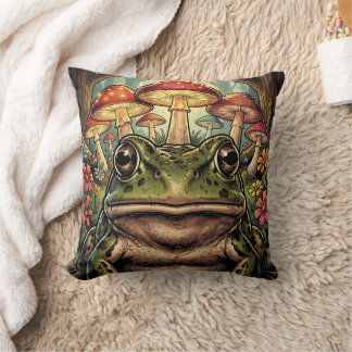 Coussin Cottage Charme Vintage Grenouille, Escargot et Cha