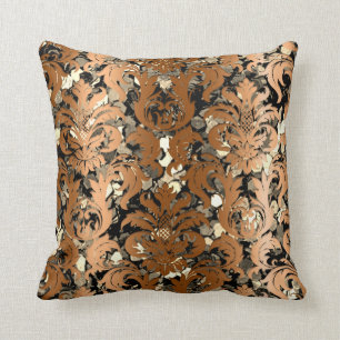 Coussin Cottage Damask Royal Sepia Gold Black Honey