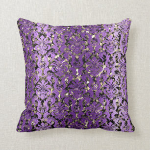 Coussin Cottage Damask Royal Sepia Gold Black Purple