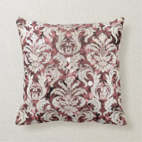 Cottage Rose Maroon Damask Grey Pearl Sequin