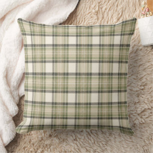 Coussin Cottage Sage Vert Émeraude Tartan Carreaux